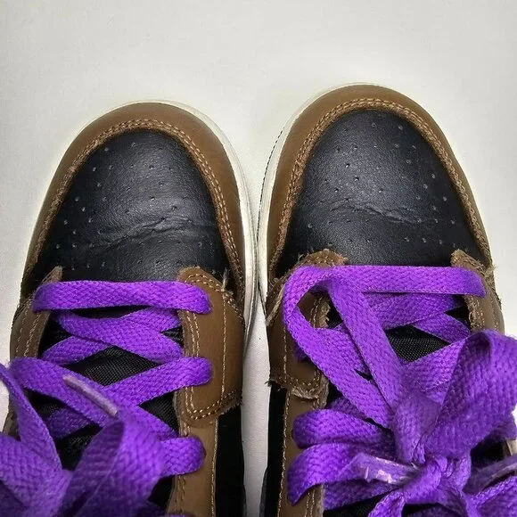 Nike Air Jordan 1 Mid GS Shoes Mocha Brown / Purple DQ8423-215 Size 5Y / 6.5W - Picture 8 of 10